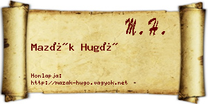 Mazák Hugó névjegykártya